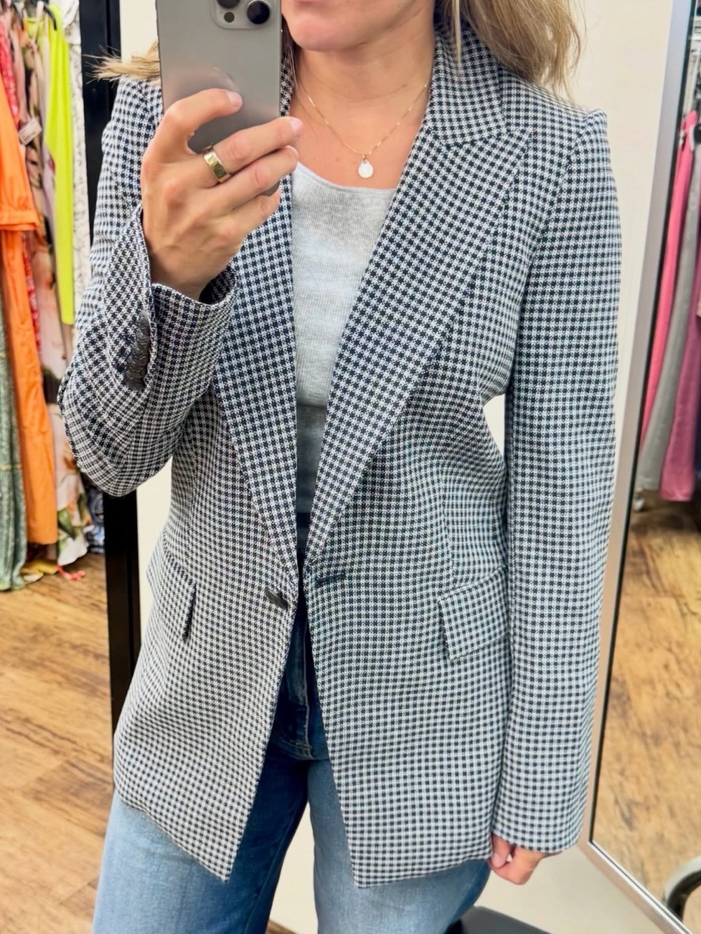 Veronica Beard Dickey Houndstooth Blazer - Black & White